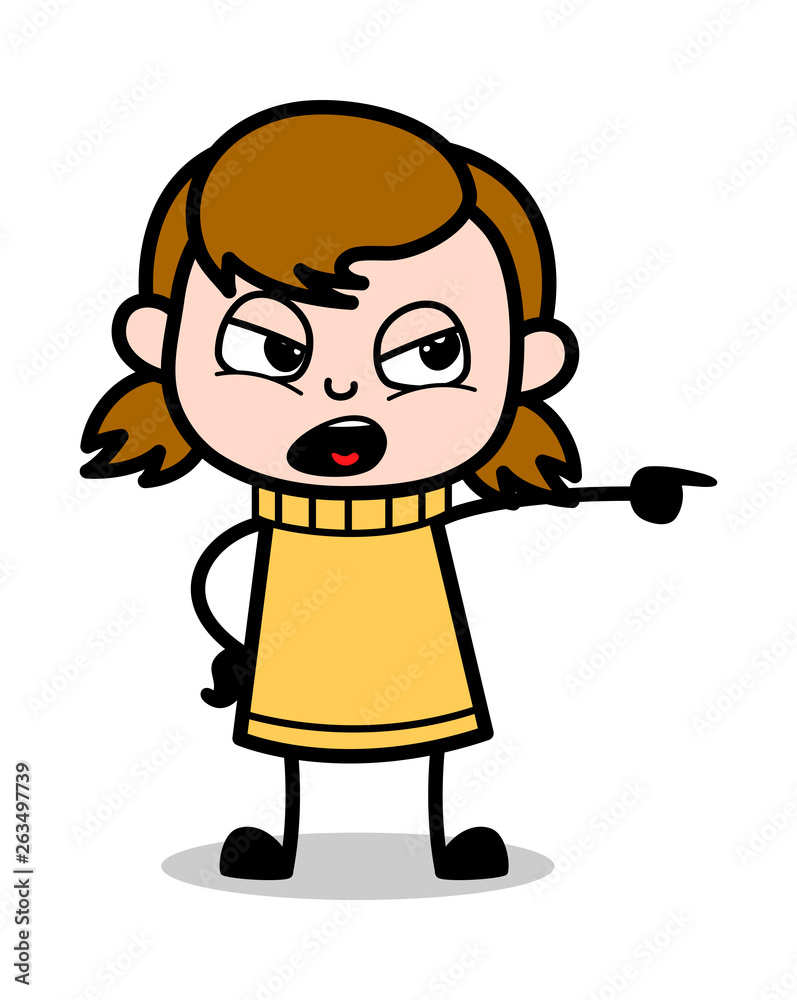 Scolding in Aggression - Retro Cartoon Girl Teen Vector Illustration Scolding in Aggression - Retro Cartoon Girl Teen Vector Illustration