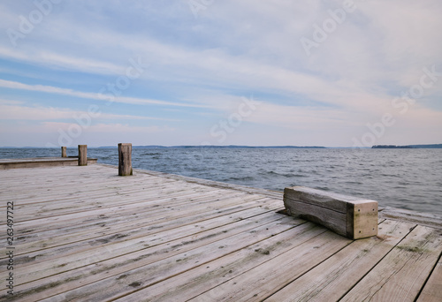 wooden jetty with a broken pole