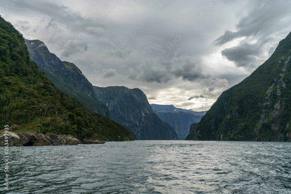 steep coast in the mountains at milford sound, fjordland, new zealand 23