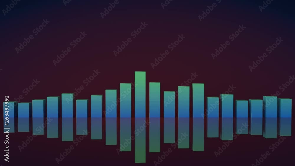 Music equalizer bars with reflection. Abstract disco party concept. 3D render seamless loop animation 4k UHD 3840x2160 Music equalizer bars with reflection. Abstract disco party concept. 3D render seamless loop animation 4k UHD 3840x2160