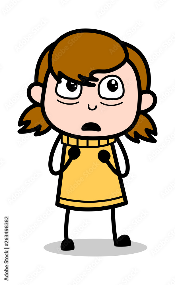 Fearful - Retro Cartoon Girl Teen Vector Illustration Fearful - Retro Cartoon Girl Teen Vector Illustration