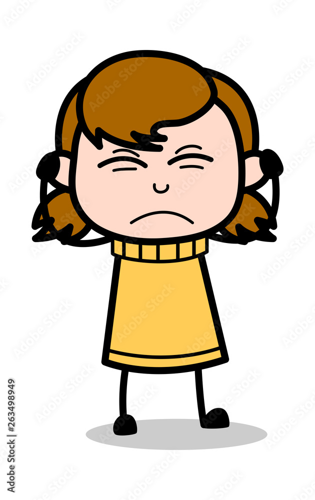 Irritated - Retro Cartoon Girl Teen Vector Illustration Irritated - Retro Cartoon Girl Teen Vector Illustration