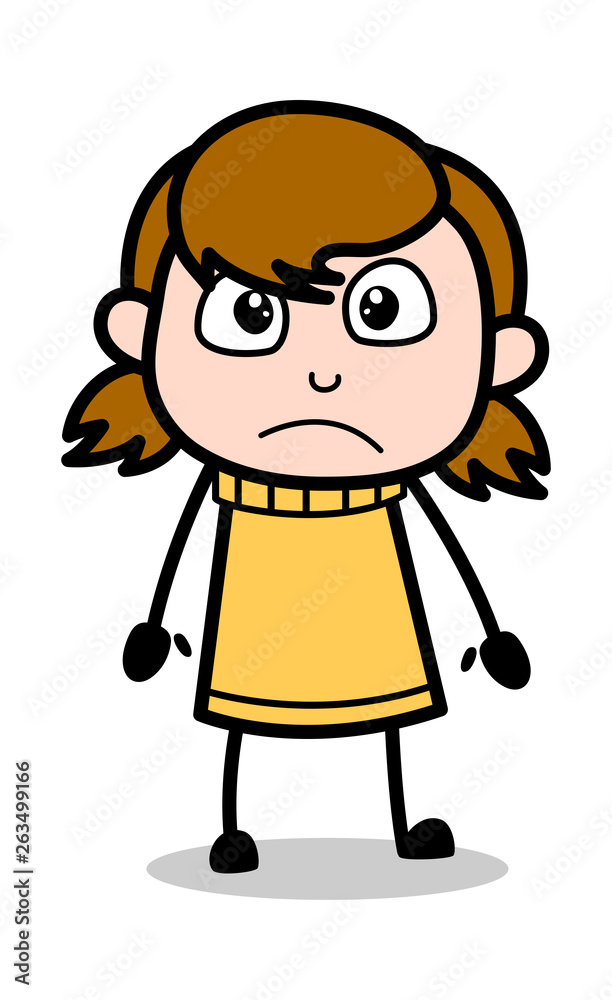 Worried Face - Retro Cartoon Girl Teen Vector Illustration Worried Face - Retro Cartoon Girl Teen Vector Illustration