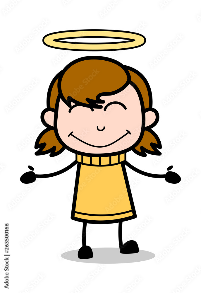 Positive Feeling - Retro Cartoon Girl Teen Vector Illustration Positive Feeling - Retro Cartoon Girl Teen Vector Illustration