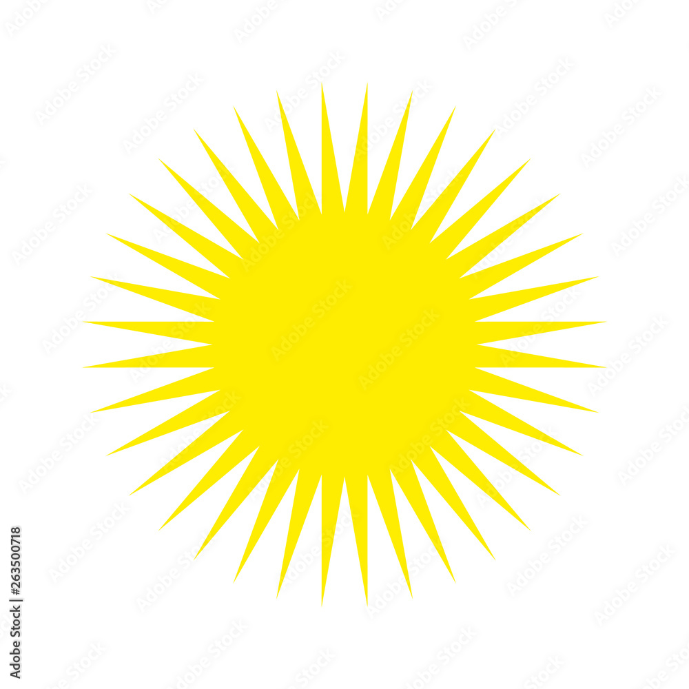 Yellow Sun with rays, weather icon vector. Yellow Sun with rays sign ...