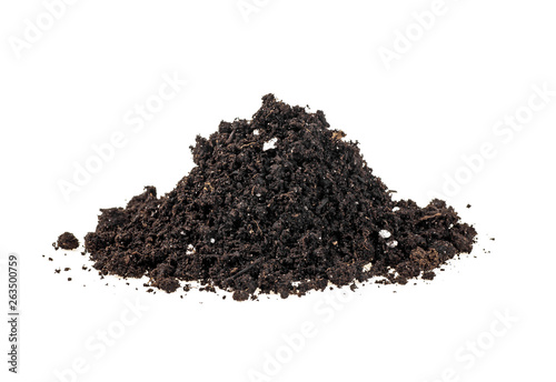 Heap of the organic soil isolated on white background