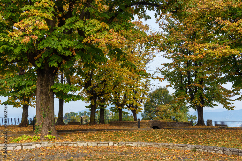 Naklejka premium On top of San Vigilio castle. Bergamo. Italy