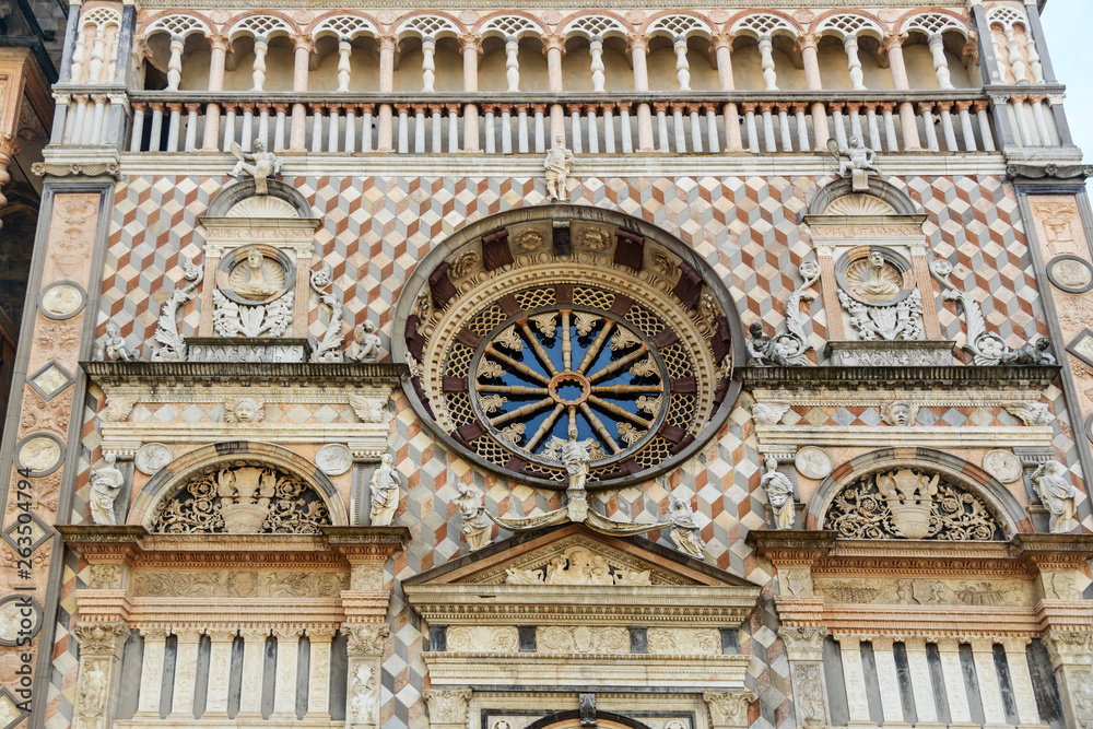 Facade of Cappella Colleoni in Bergamo. Italy