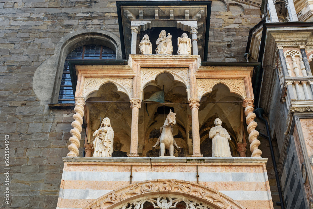 Giovanni da Campione's porch on the left transept of Basilica of Santa Maria Maggiore in Bergamo. Italy