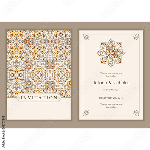 Wedding  Invitation  with baroque pattern. Size: 5