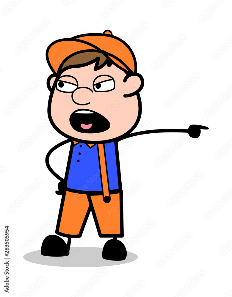 Shouting - Retro Cartoon Carpenter Worker Vector Illustration Shouting - Retro Cartoon Carpenter Worker Vector Illustration