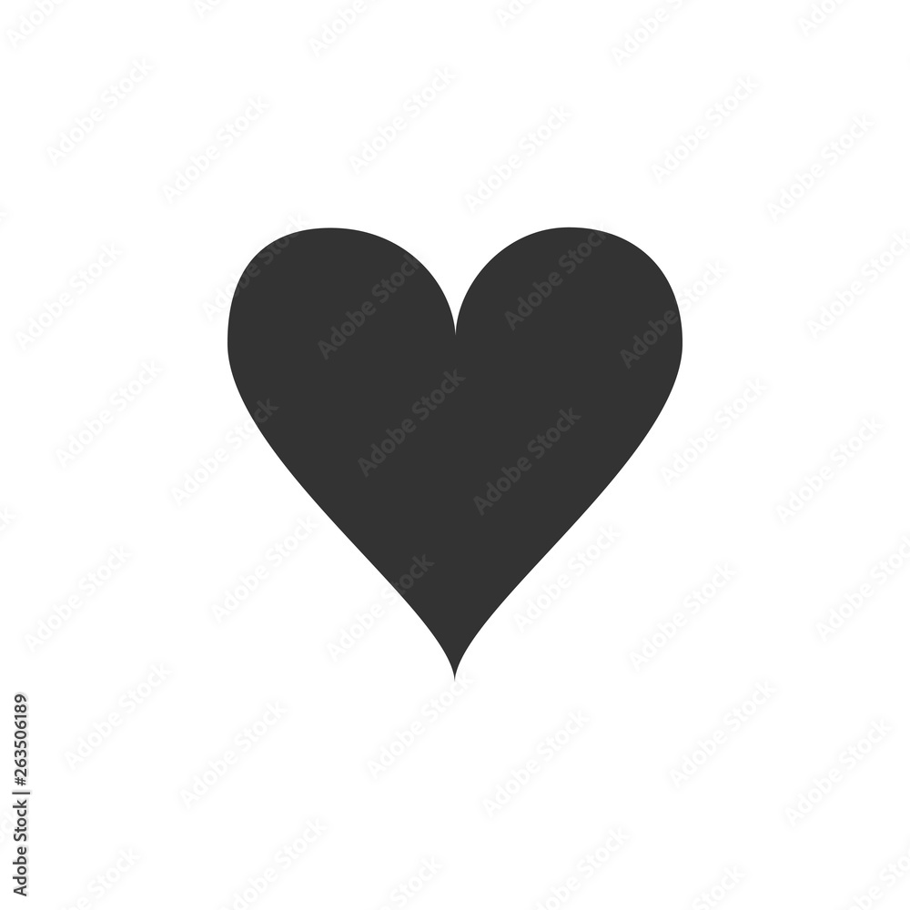 Heart icon isolated. Love symbol. Valentine s Day sign. Flat design. Vector Illustration