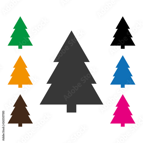 Conifer, spruce diffrent colors icon vector. Spruce tree icon, conifer vector icon.