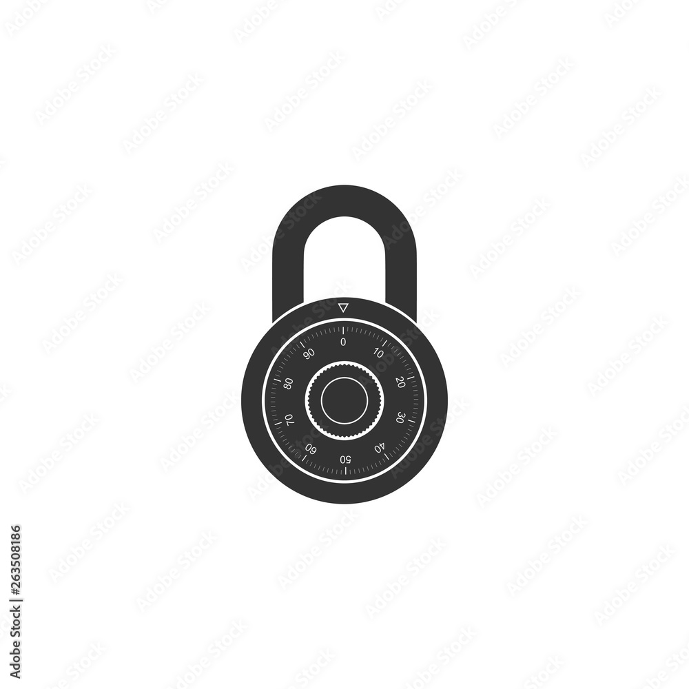 Safe combination lock wheel icon isolated. Combination Padlock. Protection concept. Password sign. Flat design. Vector Illustration Safe combination lock wheel icon isolated. Combination Padlock. Protection concept. Password sign. Flat design. Vector Illustration