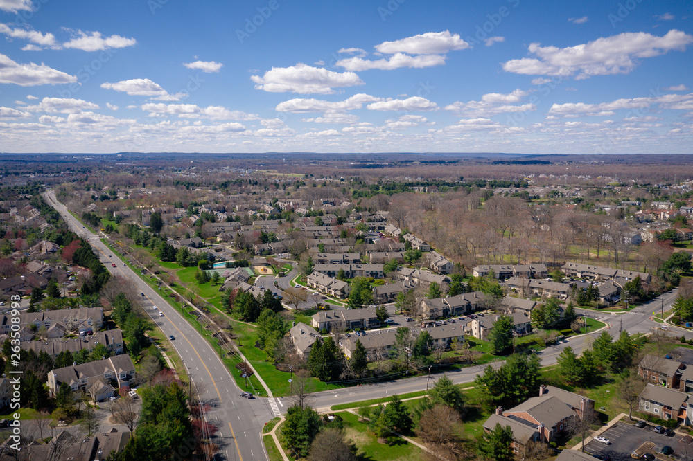 Aerial View of Spring Nice Day in Plainsboro New Jersey
