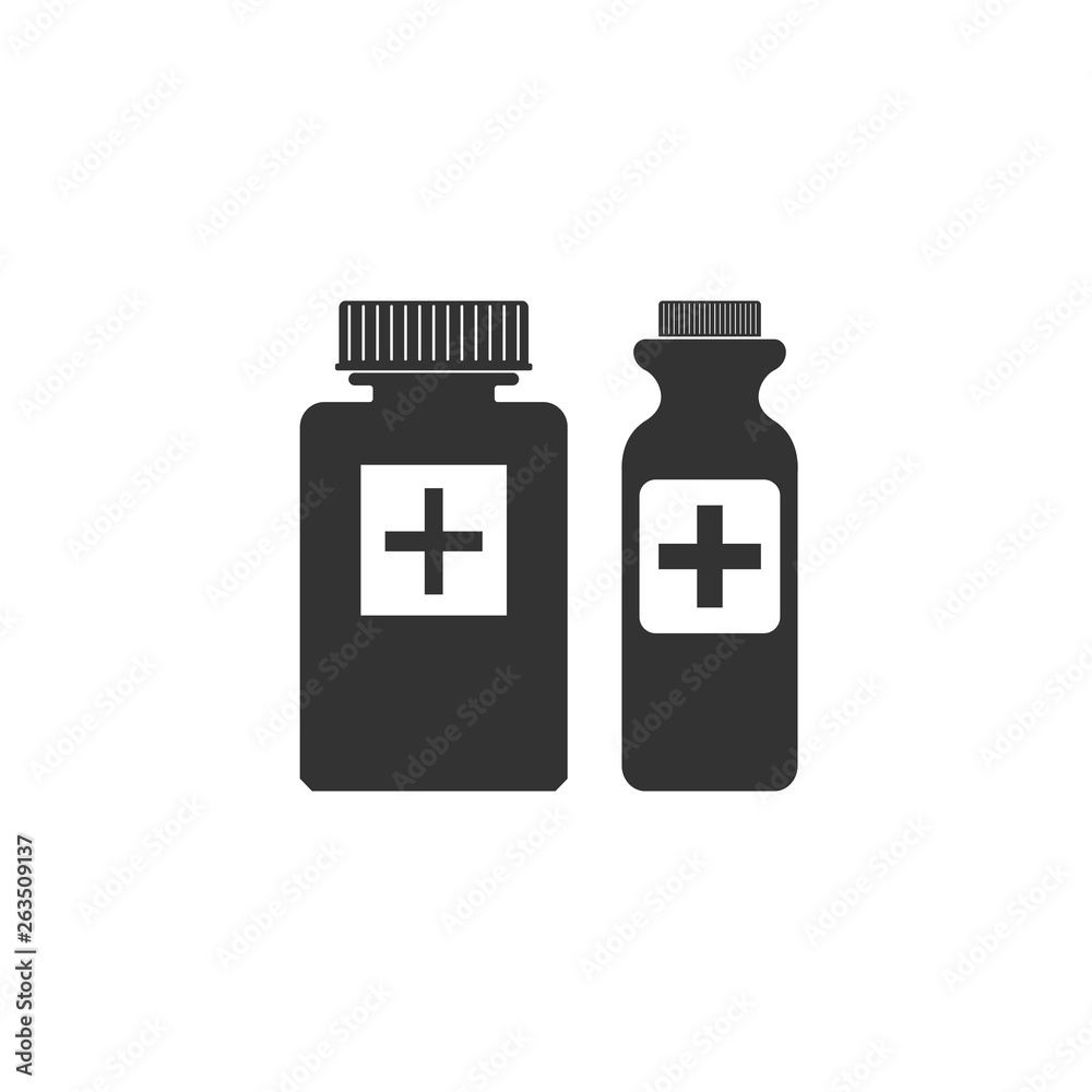 Medical bottles icon isolated. Tablets symbol. Health care. Flat design. Vector Illustration Medical bottles icon isolated. Tablets symbol. Health care. Flat design. Vector Illustration