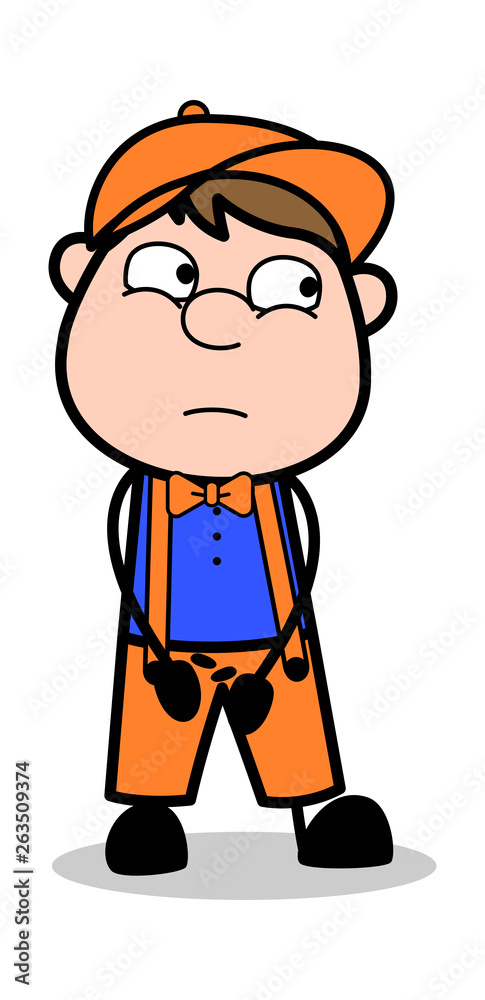 Guilty - Retro Cartoon Carpenter Worker Vector Illustration Guilty - Retro Cartoon Carpenter Worker Vector Illustration