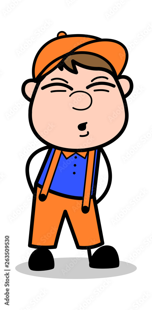 Ouch Expression - Retro Cartoon Carpenter Worker Vector Illustration Ouch Expression - Retro Cartoon Carpenter Worker Vector Illustration