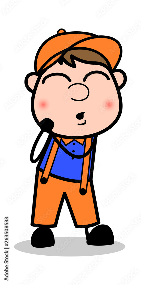 Lovely - Retro Cartoon Carpenter Worker Vector Illustration Lovely - Retro Cartoon Carpenter Worker Vector Illustration