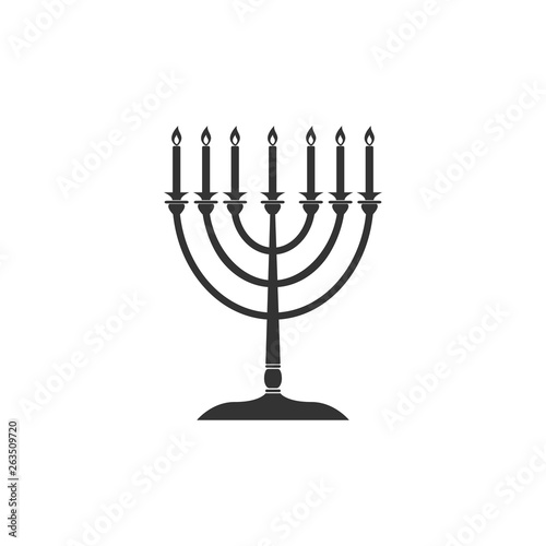 Hanukkah menorah icon isolated. Religion icon. Hanukkah traditional symbol. Holiday religion, jewish festival of Lights. Flat design. Vector Illustration