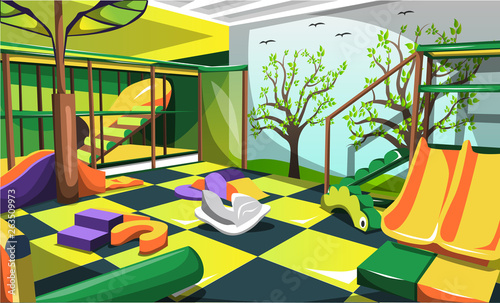Children Indoor Playground Fun for Kids with Animal Dolls, Slides and Stairs for Cartoon Architecture Design Ideas
