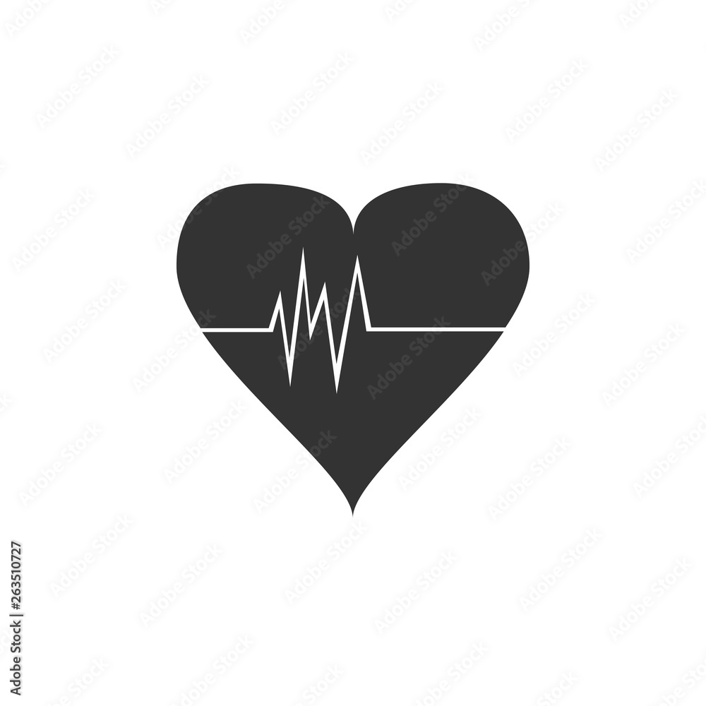 Heart rate icon isolated. Heartbeat sign. Heart pulse icon. Cardiogram icon. Flat design. Vector Illustration
