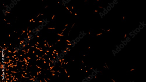 Dust particles. Abstract background of particles. Fire flying sparks. 3d rendering. photo
