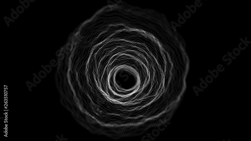 Abstract 3d portal. Tunnel or wormhole. 3D tunnel grid. Wireframe 3D surface tunnel. 3d rendering.