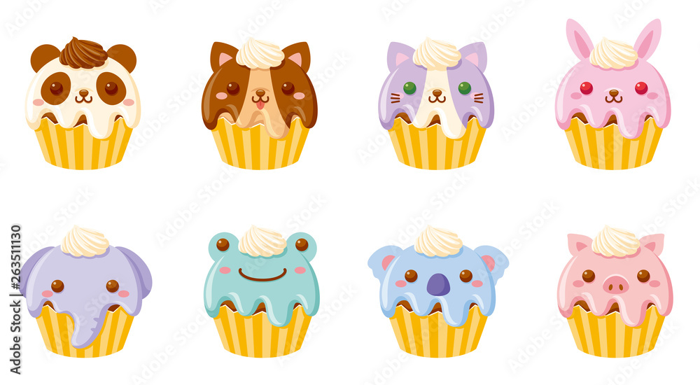 動物のカップケーキアイコン 生クリーム Stock Vector Adobe Stock