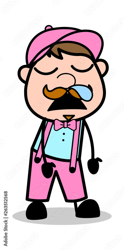 Running Nose While Sleeping - Retro Delivery Man Vendor Vector Illustration Running Nose While Sleeping - Retro Delivery Man Vendor Vector Illustration