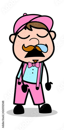 Running Nose While Sleeping - Retro Delivery Man Vendor Vector Illustration