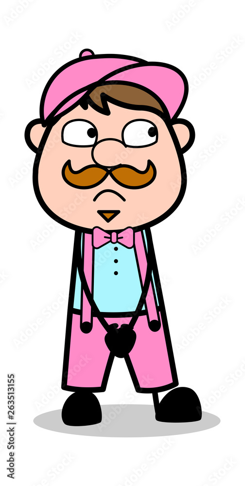 Feeling Guilty - Retro Delivery Man Vendor Vector Illustration