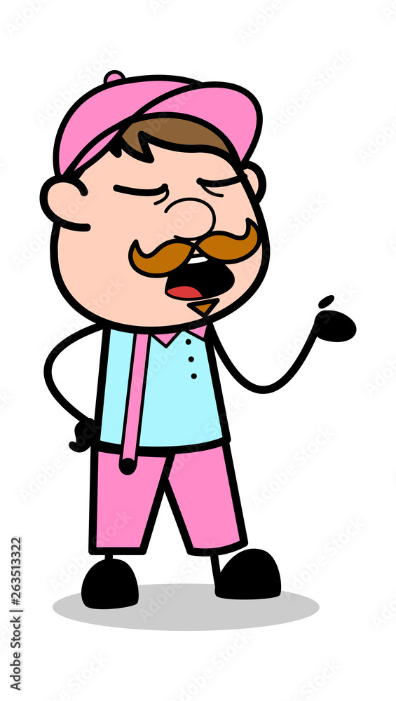 Ignoring - Retro Delivery Man Vendor Vector Illustration Ignoring - Retro Delivery Man Vendor Vector Illustration
