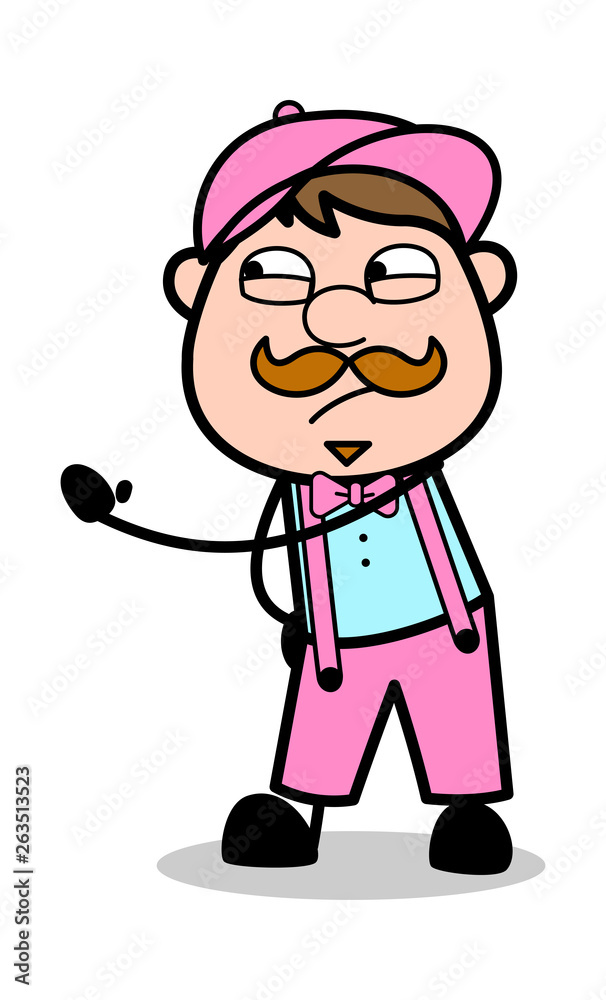 Warning Gesture - Retro Delivery Man Vendor Vector Illustration Warning Gesture - Retro Delivery Man Vendor Vector Illustration