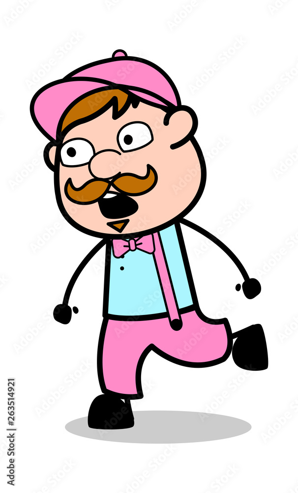 Gasping - Retro Delivery Man Vendor Vector Illustration Gasping - Retro Delivery Man Vendor Vector Illustration