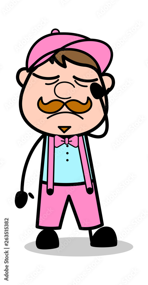 Depressed - Retro Delivery Man Vendor Vector Illustration Depressed - Retro Delivery Man Vendor Vector Illustration