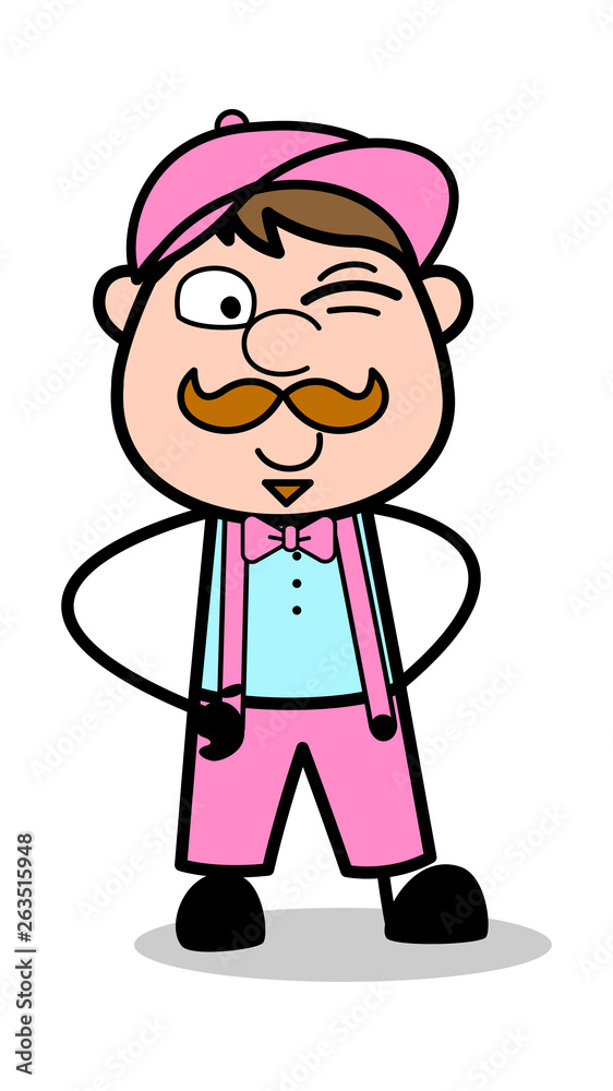 Winking Eye - Retro Delivery Man Vendor Vector Illustration Winking Eye - Retro Delivery Man Vendor Vector Illustration