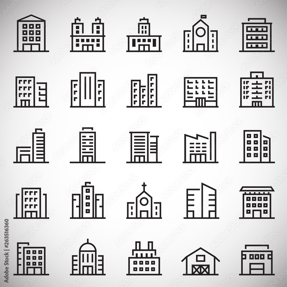 Building line icons set on white background for graphic and web design. Simple vector sign. Internet concept symbol for website button or mobile app. Building line icons set on white background for graphic and web design. Simple vector sign. Internet concept symbol for website button or mobile app.
