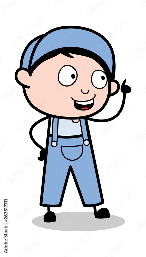 Got an Idea - Retro Repairman Cartoon Worker Vector Illustration Got an Idea - Retro Repairman Cartoon Worker Vector Illustration