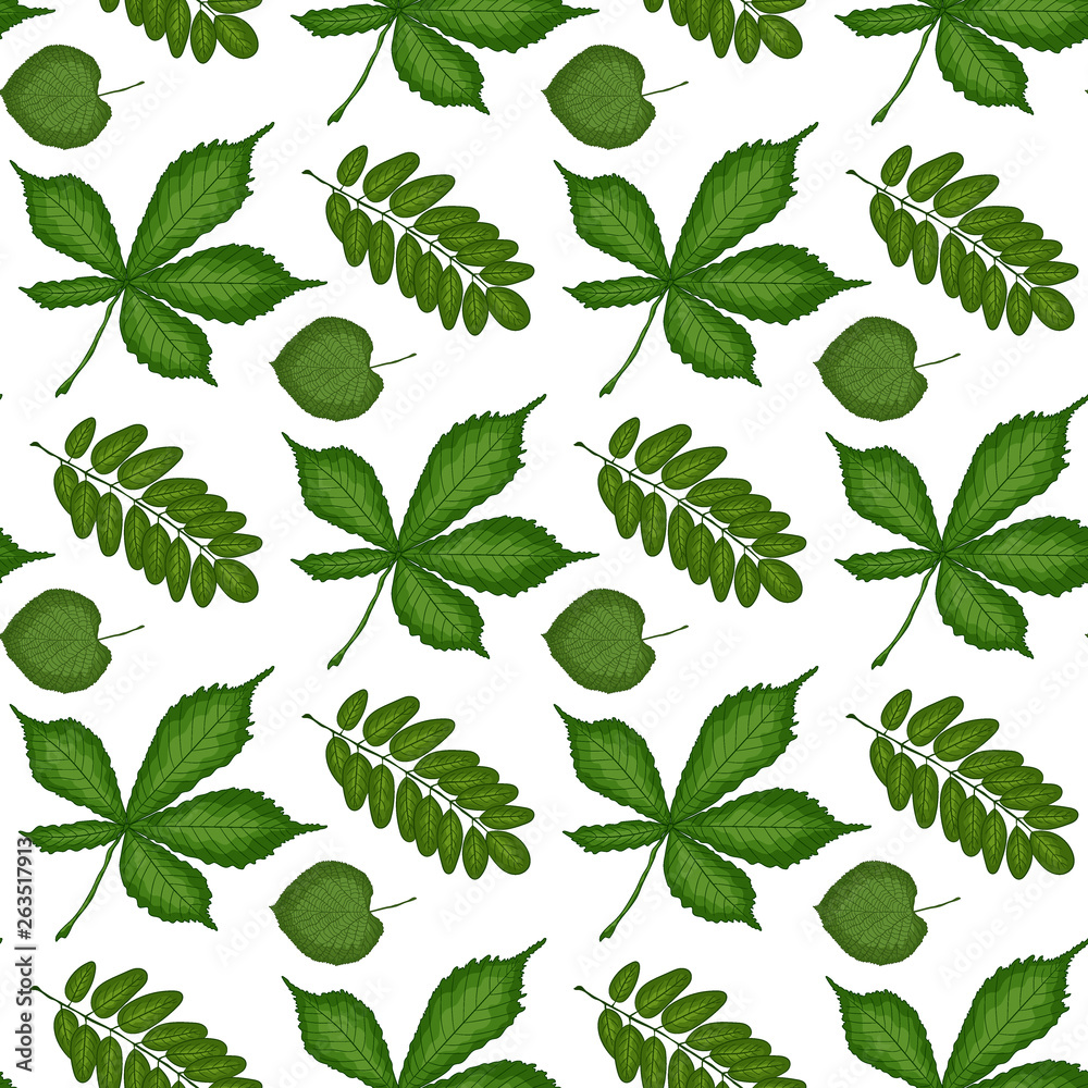 Leaves seamless pattern. Vector background for the holidays. Modern design for paper, covers, fabrics, interiors, etc.