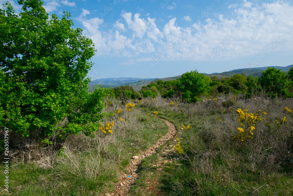 Naklejka premium Blick vom Panorama des Jastres oberhalb von Aubenas in der Ardeche