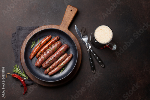 Grilled sausages and beer