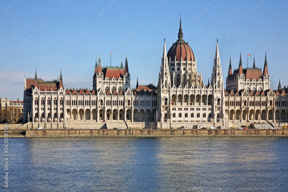 Hungarian Parliament Building in Budapest. Hungary