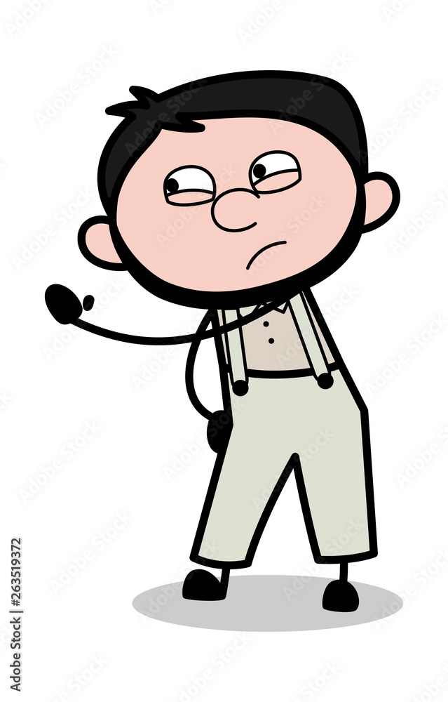 Showing Slap - Retro Repairman Cartoon Worker Vector Illustration Showing Slap - Retro Repairman Cartoon Worker Vector Illustration