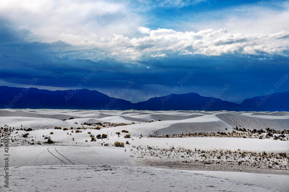 Distant Mountain Range Viewed across White Sands National Monument