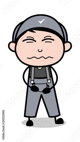 Bellyache - Retro Repairman Cartoon Worker Vector Illustration