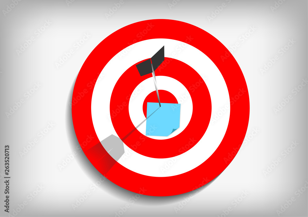 Vector : Archery target and arrow with post-it note Vector : Archery target and arrow with post-it note