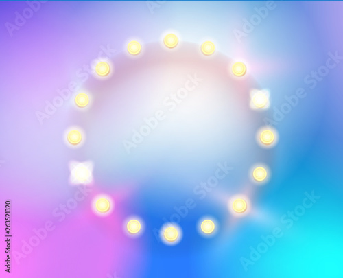 Abstract color trendy background with circle lighting frame
