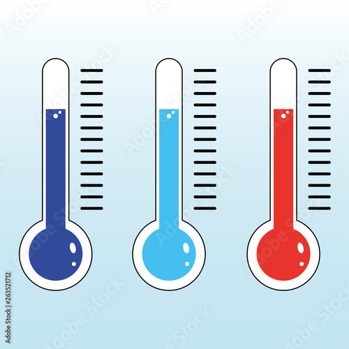 Thermometer icon, cold and hot weather Thermometer or weather icon. Thermometer, temperature or weather.