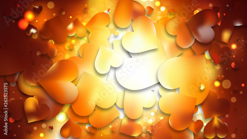 Orange Heart Wallpaper Background Vector Illustration